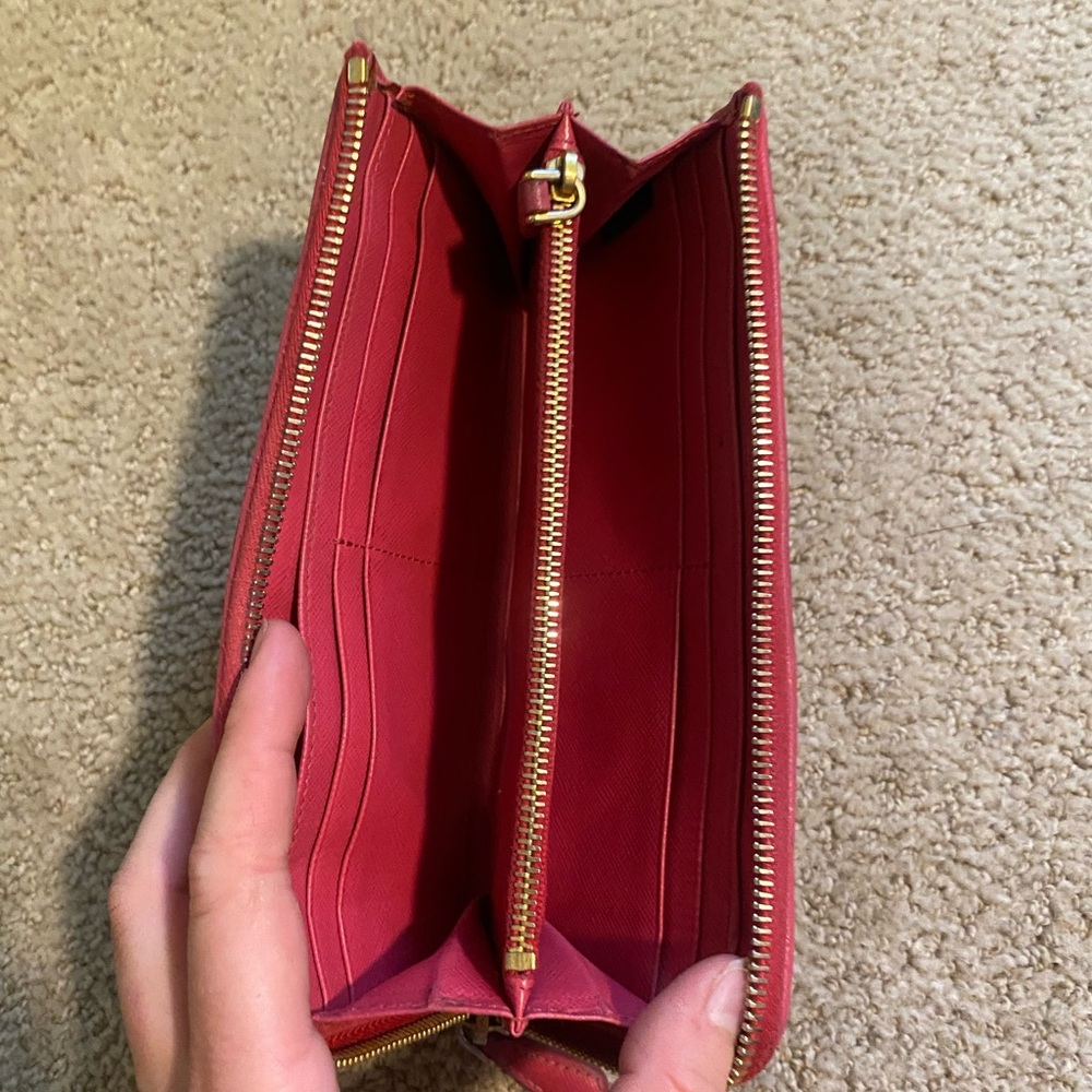 Prada vintage Y2K Saffiano leather checkered long wallet pink gold - Picture 6 of 10